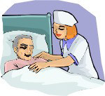Ασθενής στο κρεββάτι του με νοσηλέυτρια που τον φροντίζει.